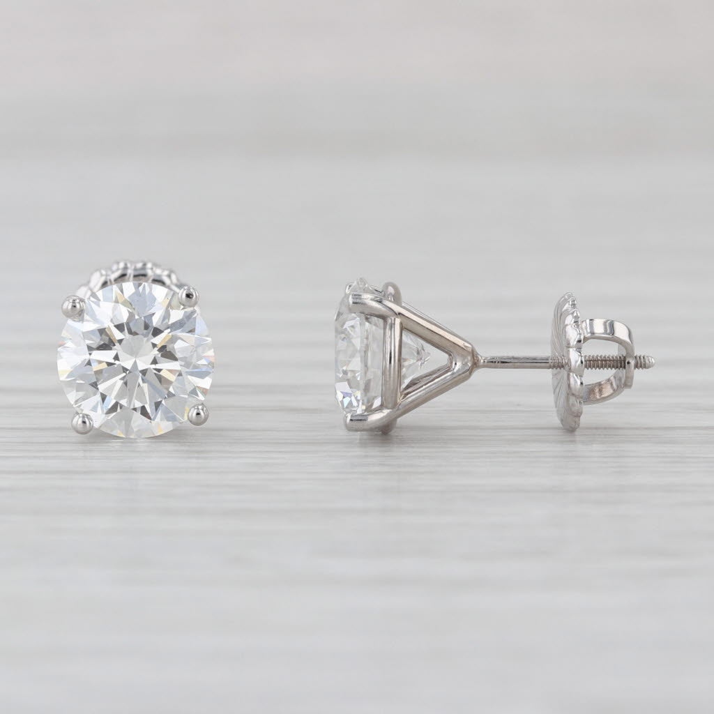 4.51ctw IGI Lab Grown Diamond Stud Earrings VS1 E 14k White Gold Studs