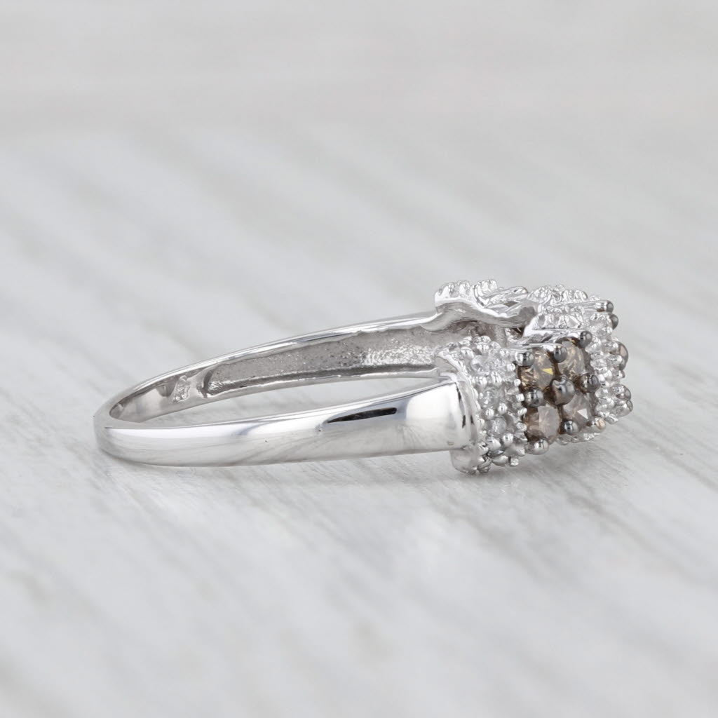 0.40ctw Champagne White Diamond Cluster Ring 10k White Gold Size 8 Wedding Band