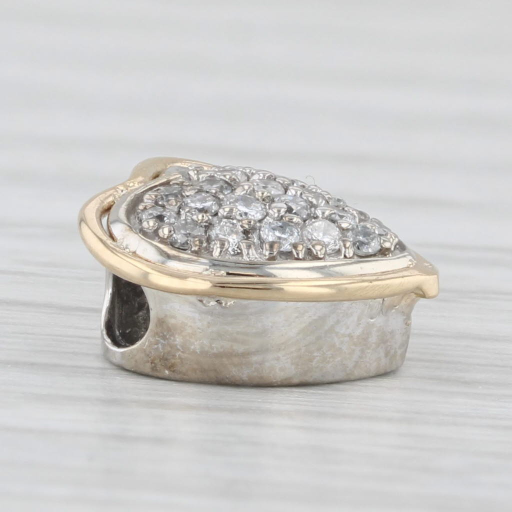 Light Gray 0.25ctw Pave Diamond Heart Pendant 14k Yellow White Gold Slide