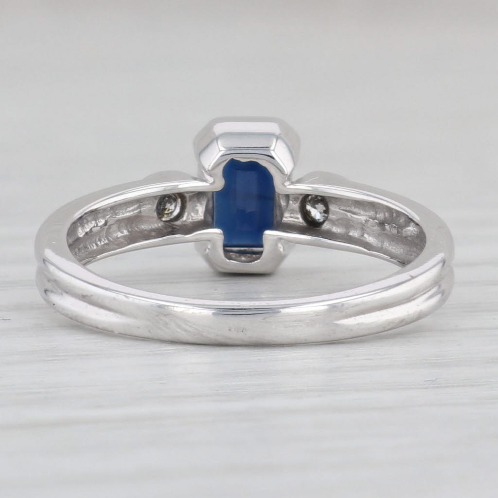 Light Gray 0.97ctw Blue Sapphire Diamond Ring 10k White Gold Size 6.75 Engagement