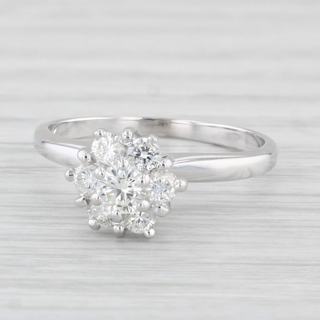 Light Gray 0.42ctw Diamond Cluster Ring 14k White Gold Size 5.5 Engagement