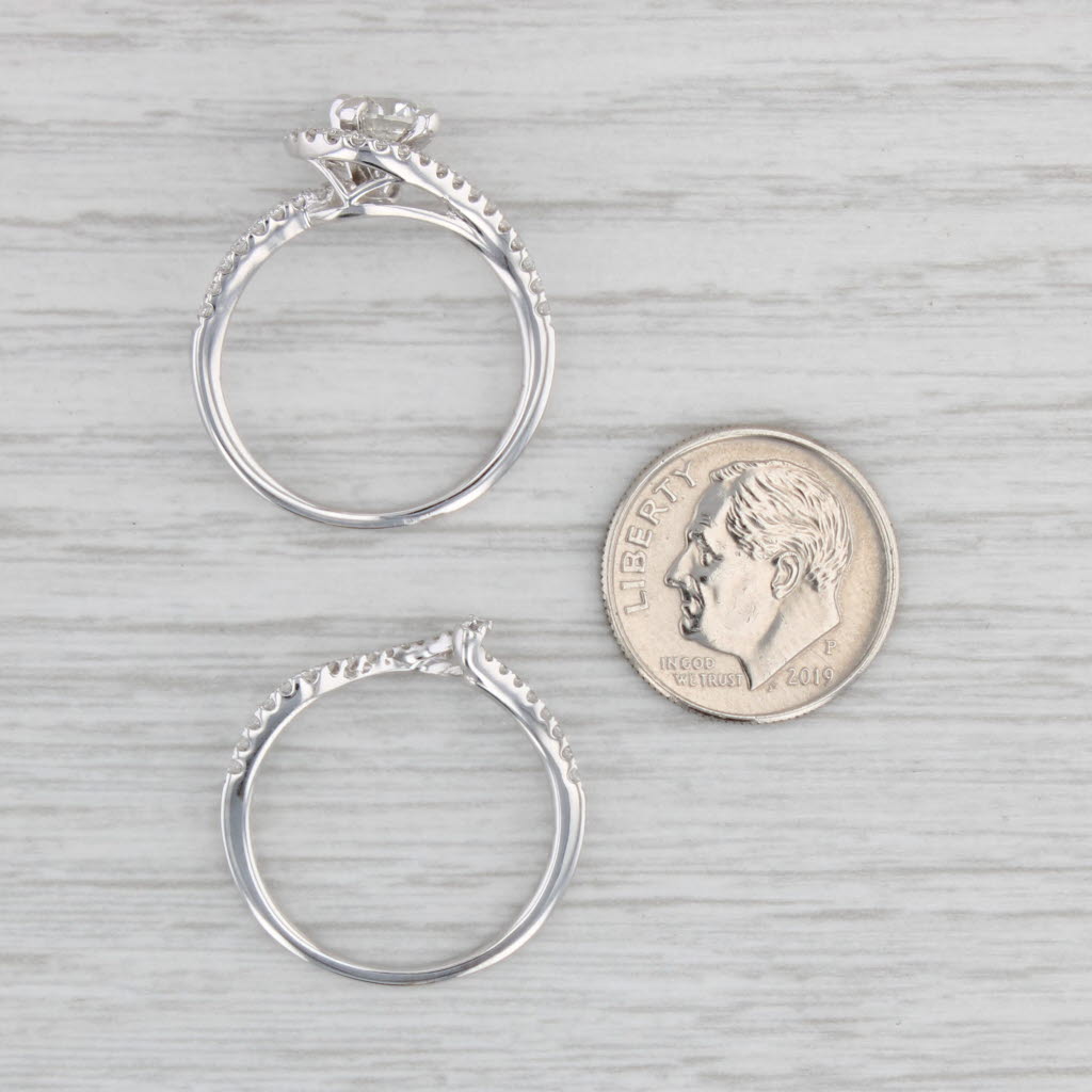 Light Gray 1.10ctw Round Diamond Engagement Ring Wedding Band Set 14k Gold Shane Co GIA