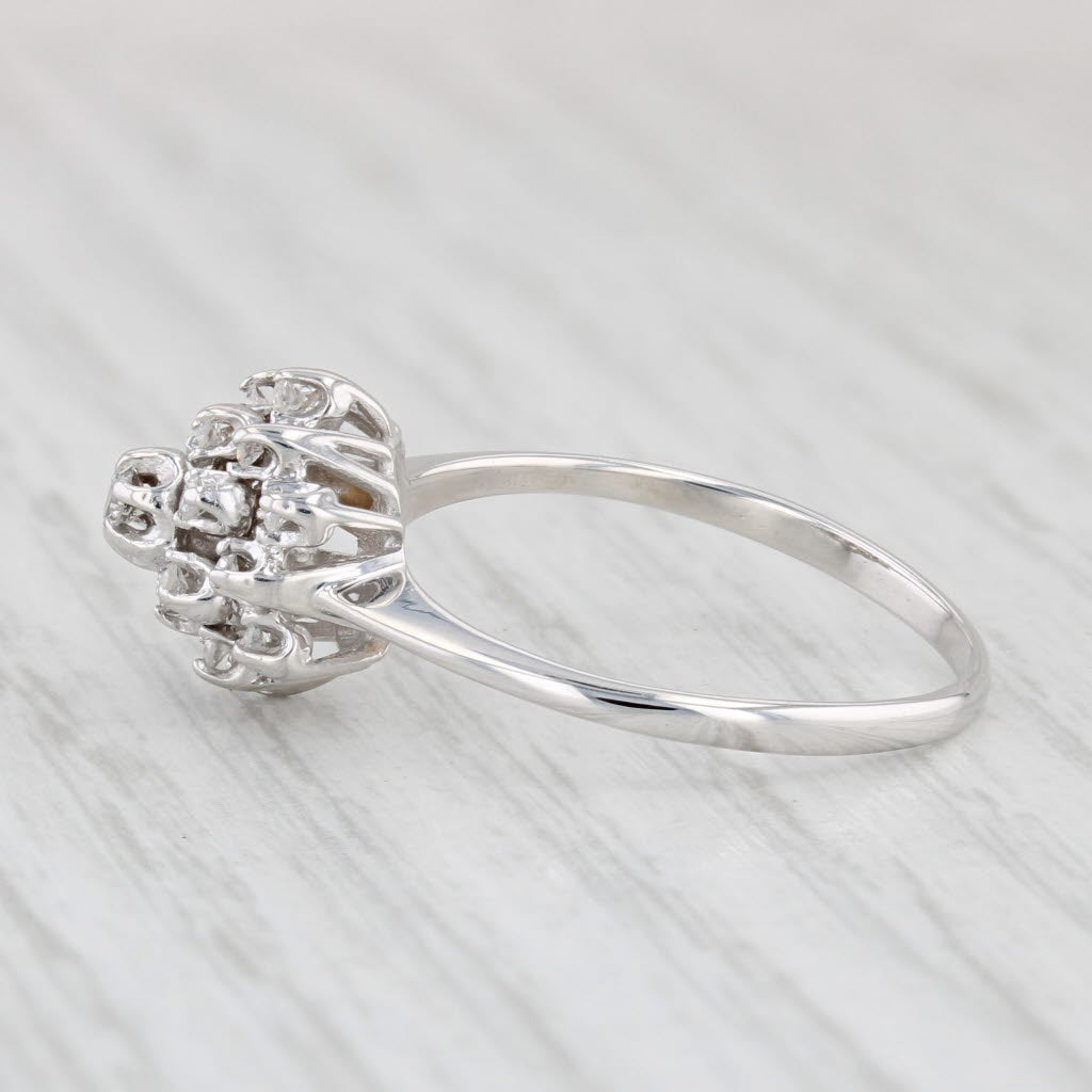 Light Gray 0.21ctw Diamond Cluster Ring 14k White Gold Size 8.5 Engagement
