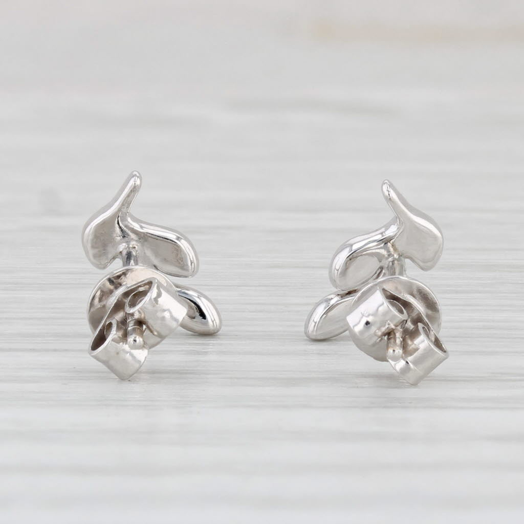 Light Gray New Diamond Flower Stud Earrings 14k White Gold Small Pierced Studs