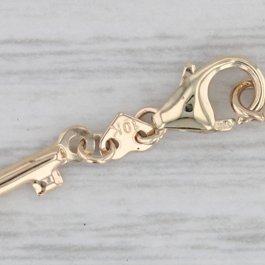 Gray Key Heart Chain Bracelet 10k Rose Yellow Gold 7.5" 5.8mm