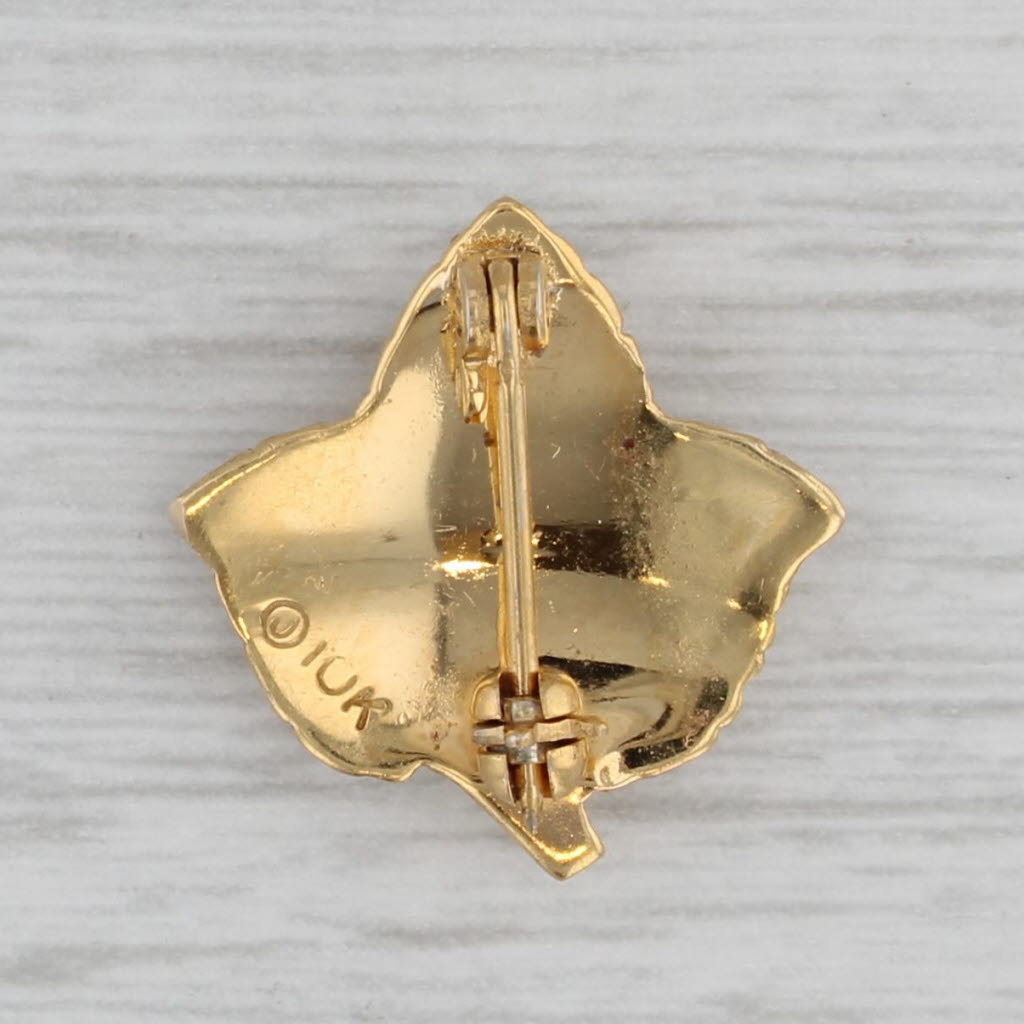 Gray Alpha Kappa Alpha Sorority Leaf Badge 10k Gold Pearl Enamel Vintage Greek Pin