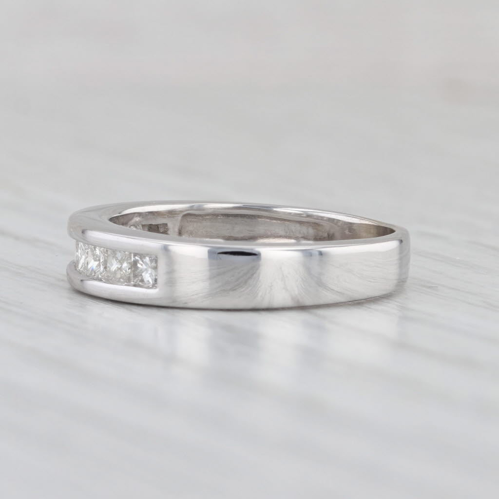 0.54ctw Princess Channel Set Diamond Wedding Band 14k White Gold Ring Stackable