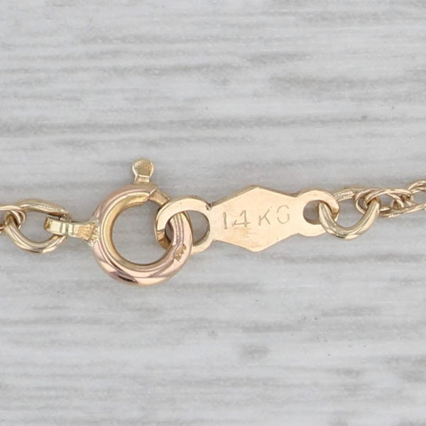 Vintage Diamond Lavalier Pendant Necklace 14k Yellow Gold 15.75" Rope Chain
