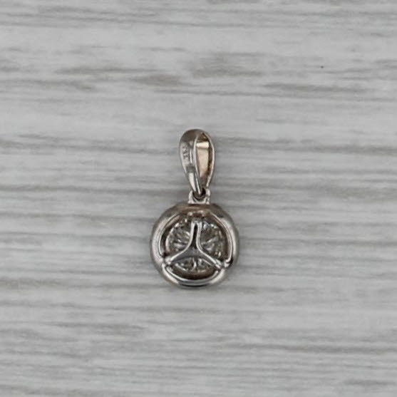 0.38ctw Round Diamond Halo Pendant 14k White Gold Small Drop