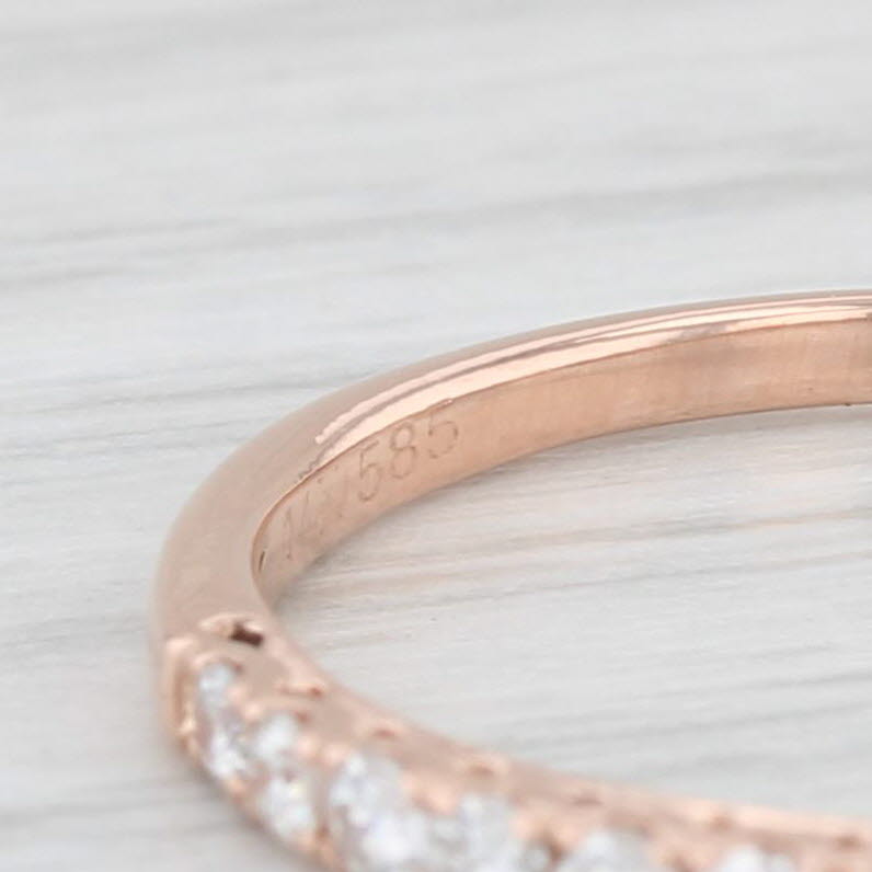 Light Gray 0.33ctw Diamond Band 14k Rose Gold Size 7.5 Stackable Wedding Anniversary Band