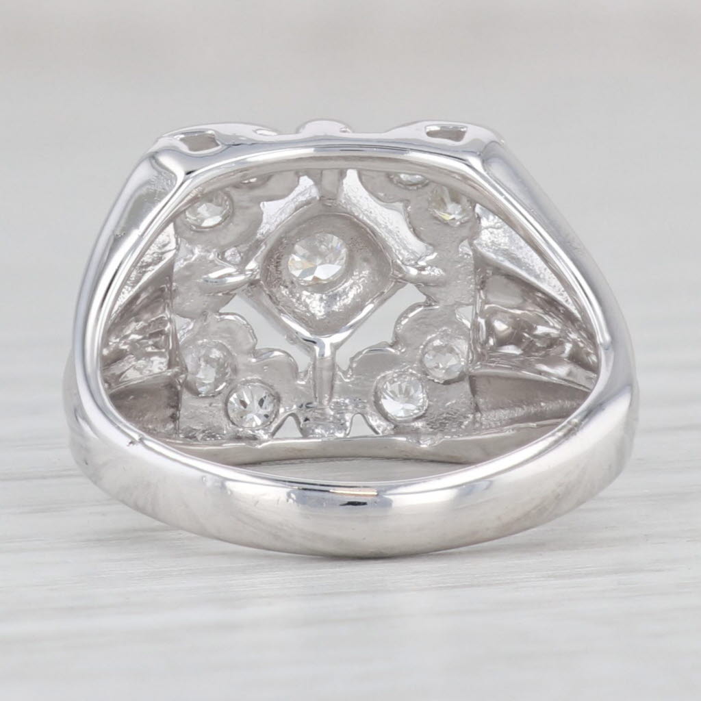 Light Gray 0.30ctw Diamond Hearts Ring 14k White Gold Size 6 Vintage Cocktail