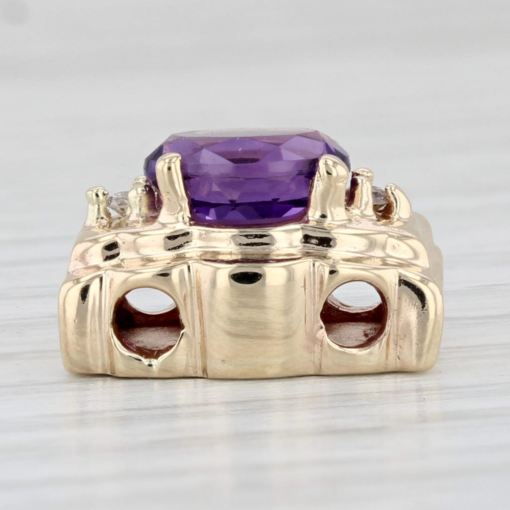 Light Gray 1.28ct Oval Amethyst Slide Bracelet Charm 14k Yellow Gold Richard Klein Vintage