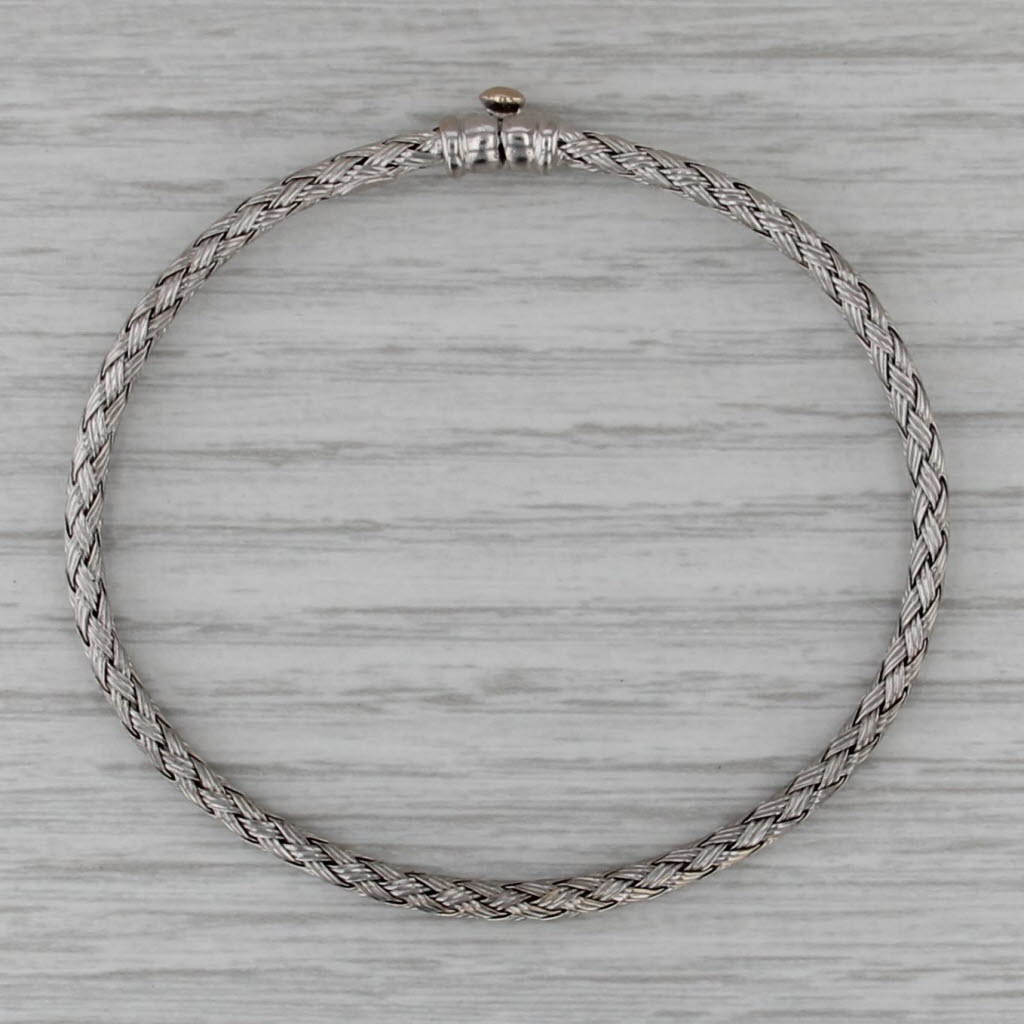 Basketweave Bangle Bracelet 18k White Gold 6.75" 2.8mm