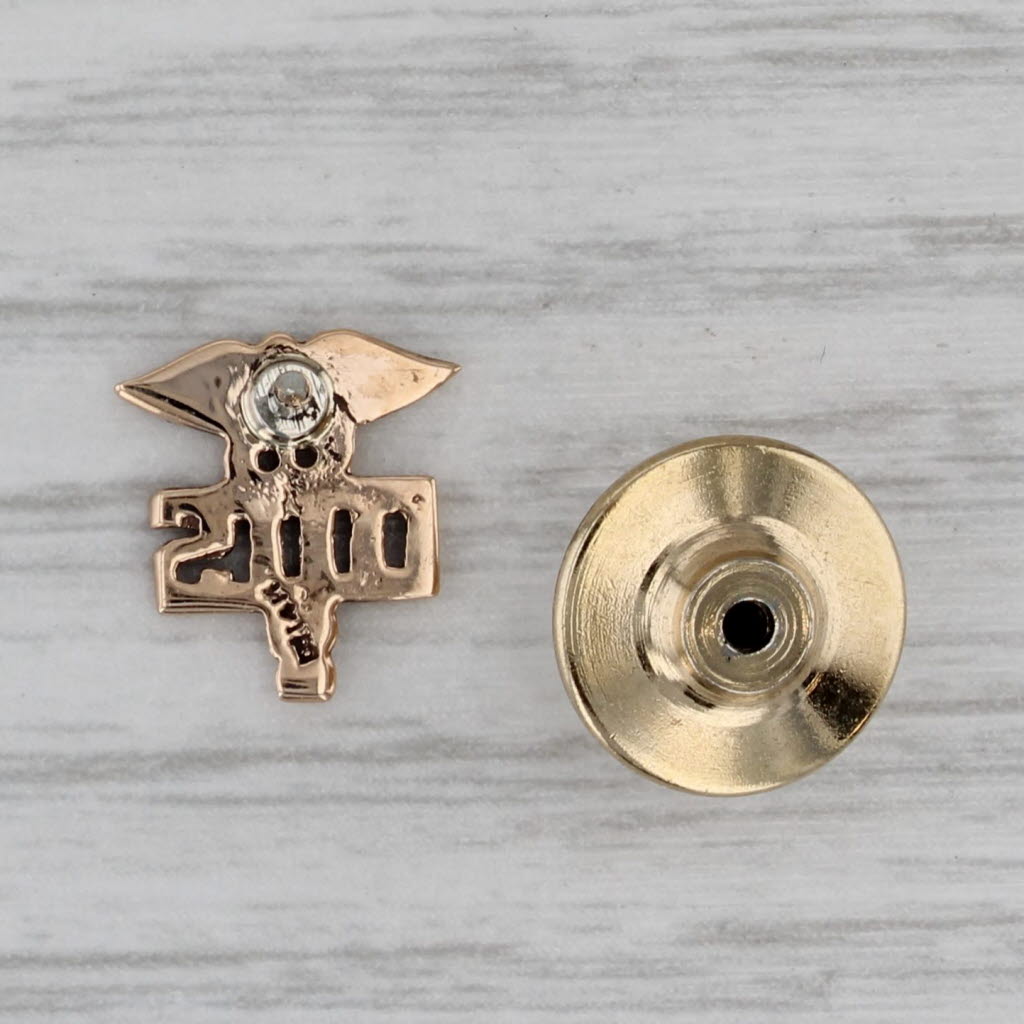 Gray Dentist Tie Tac Lapel Pin 14k Yellow Gold DDS Caduceus