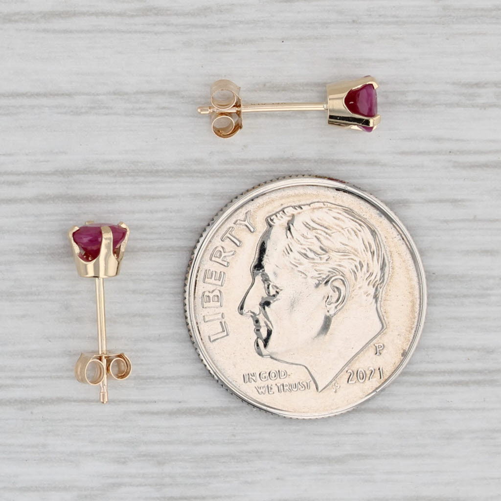 Light Gray 0.70ctw Ruby Stud Earrings 10k Yellow Gold Round Solitaires