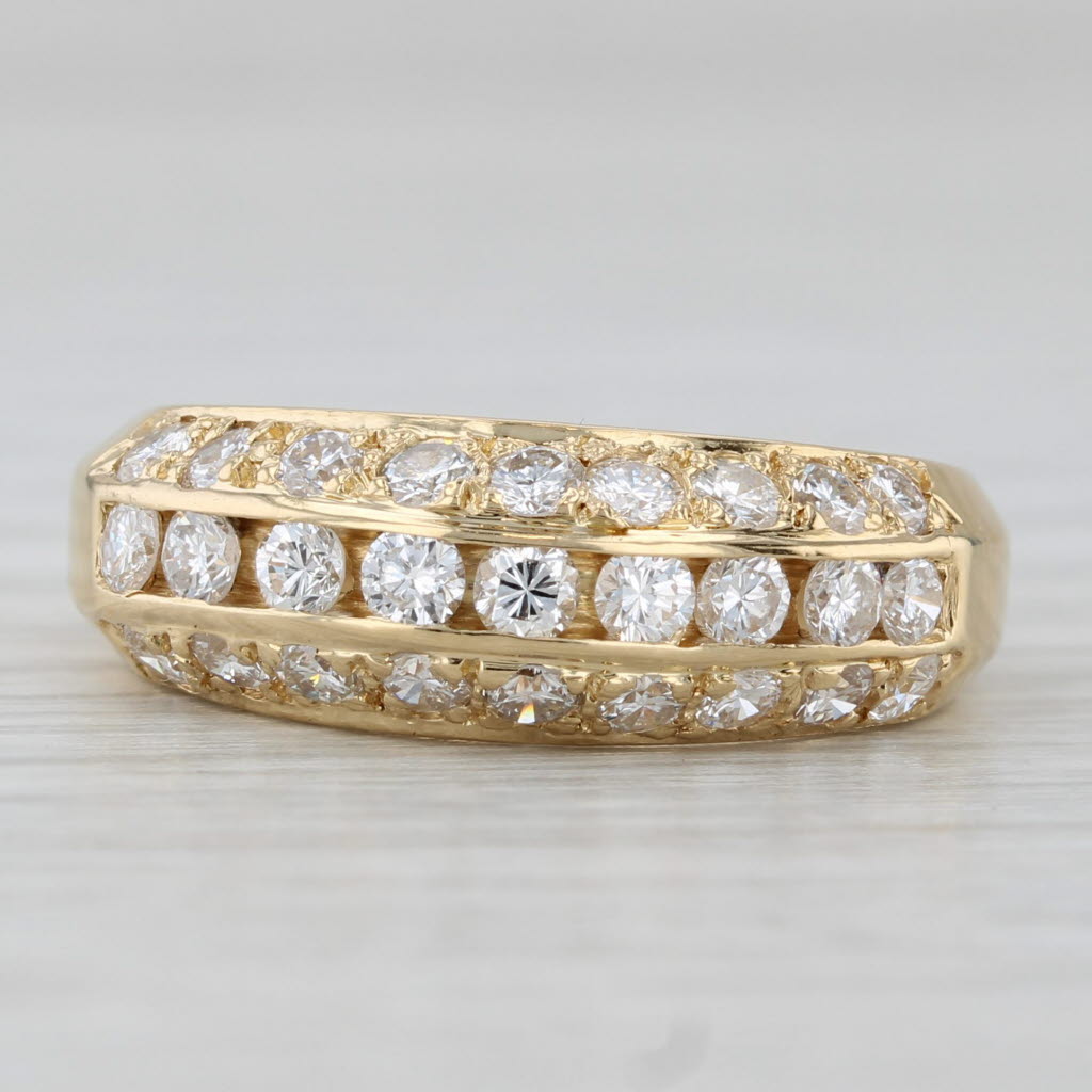 Light Gray 0.98ctw Diamond Wedding Band 18k Yellow Gold Size 6 Anniversary Ring