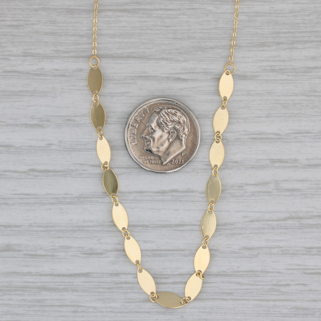 Gray New Marquise Links 14k Yellow Gold 18" Cable Chain Necklace