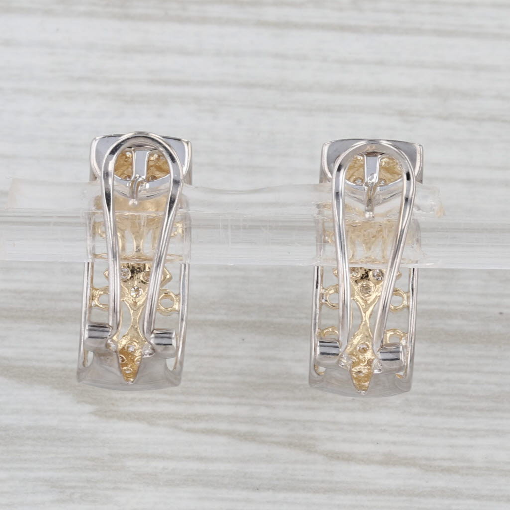0.33ctw Diamond Ornate Filigree Drop Earrings 14k White Yellow Gold Omega Backs