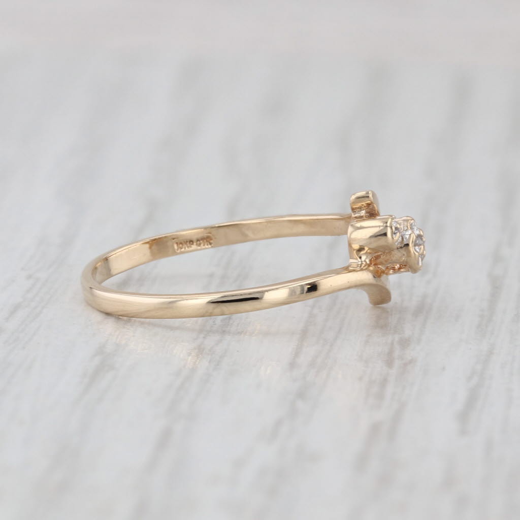 Diamond 3-Stone Bypass Ring 10k Yellow Gold Size 6.75