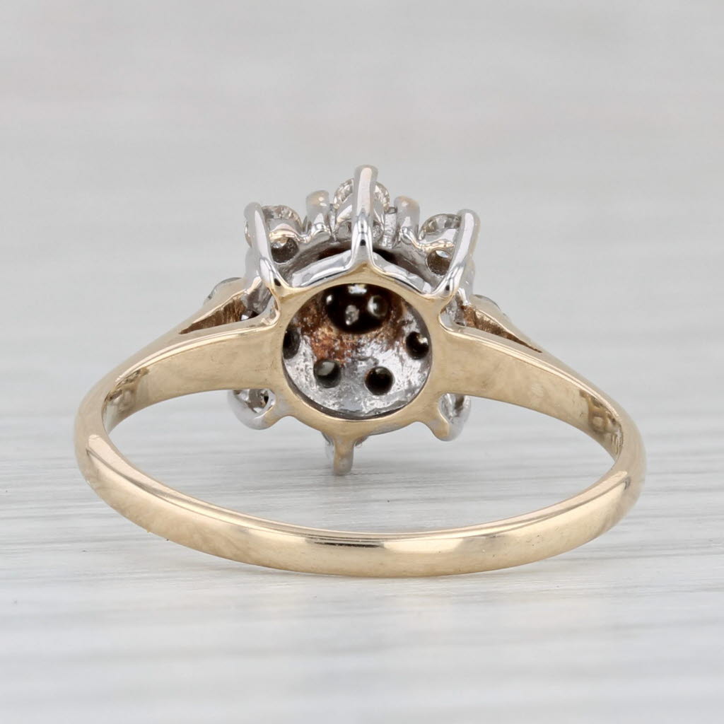 Light Gray 0.32ctw Diamond Flower Cluster Ring 10k White Yellow Gold Size 6.75