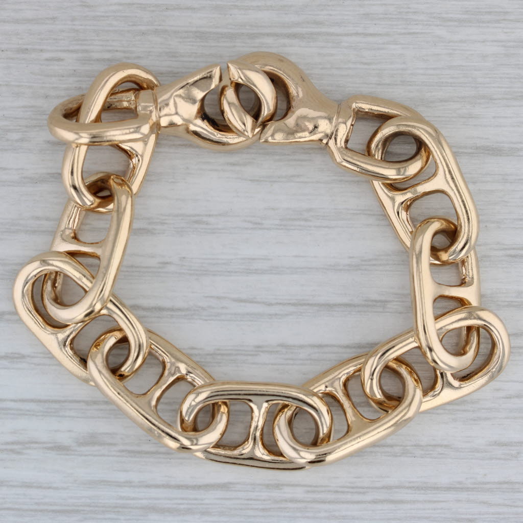 Gray Chunky Anchor Mariner Chain Bracelet 14k Yellow Gold 6.5" 12.3mm 58.8 grams
