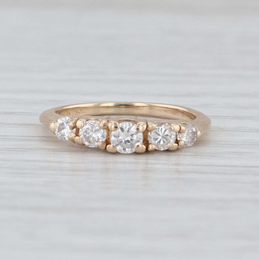 0.49ctw Diamond 5 Stone Tiered Ring 14k Yellow Gold Size 4.75 Stackable Wedding