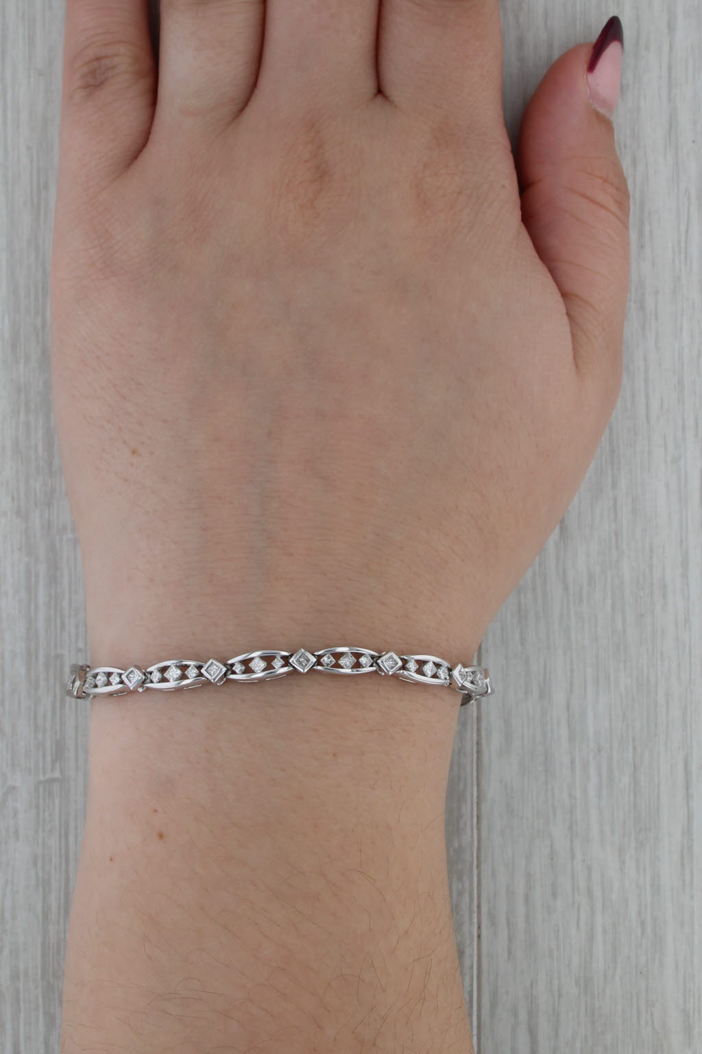 1.92ctw Diamond Bar Link Tennis Bracelet 14k White Gold 6.75" 4.4mm