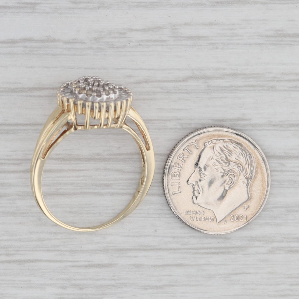 Gray Diamond Cluster Halo Engagement Ring 10k Yellow Gold Size 8