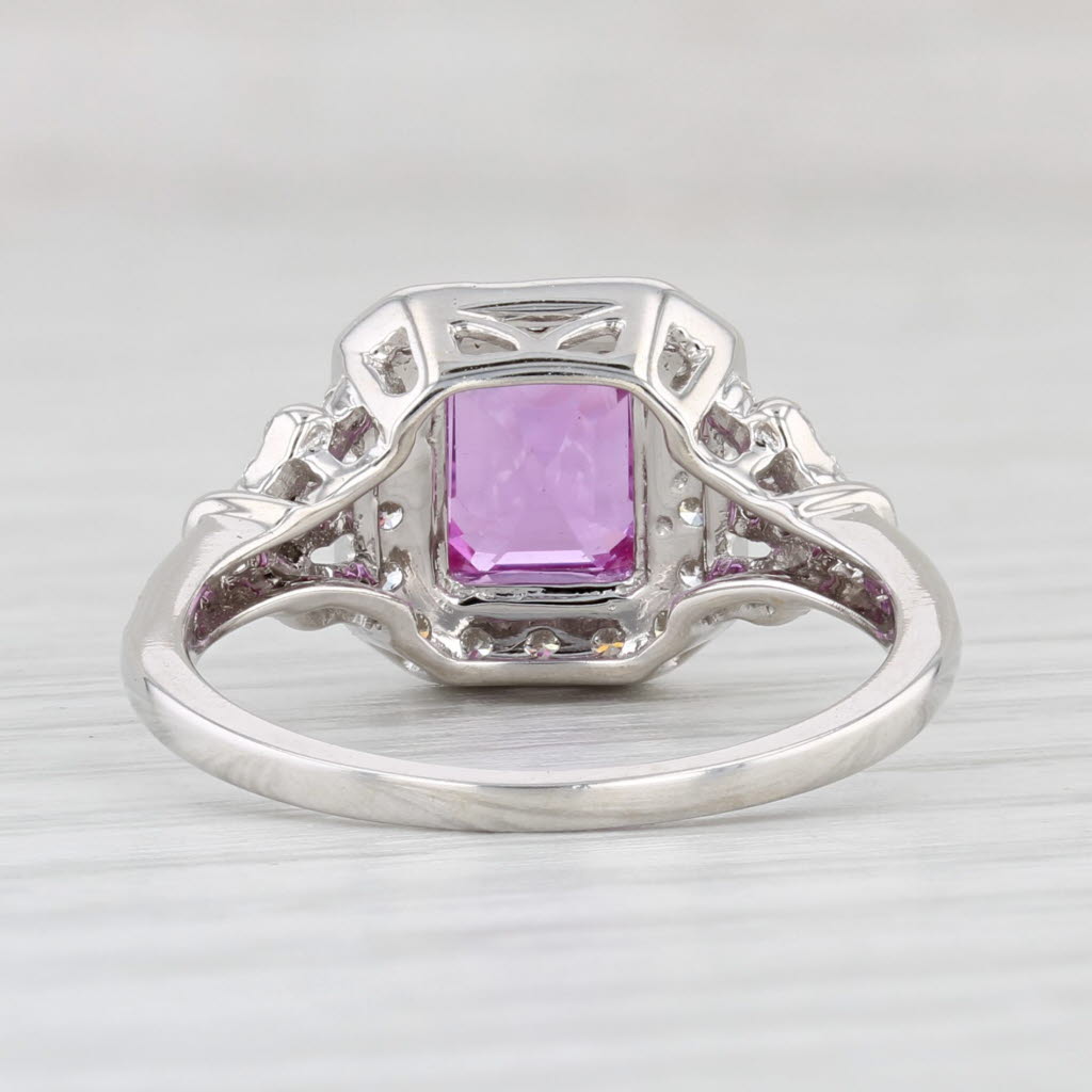 Light Gray New 2.26ctw Pink Sapphire Diamond Halo Ring 14k White Gold Size 7