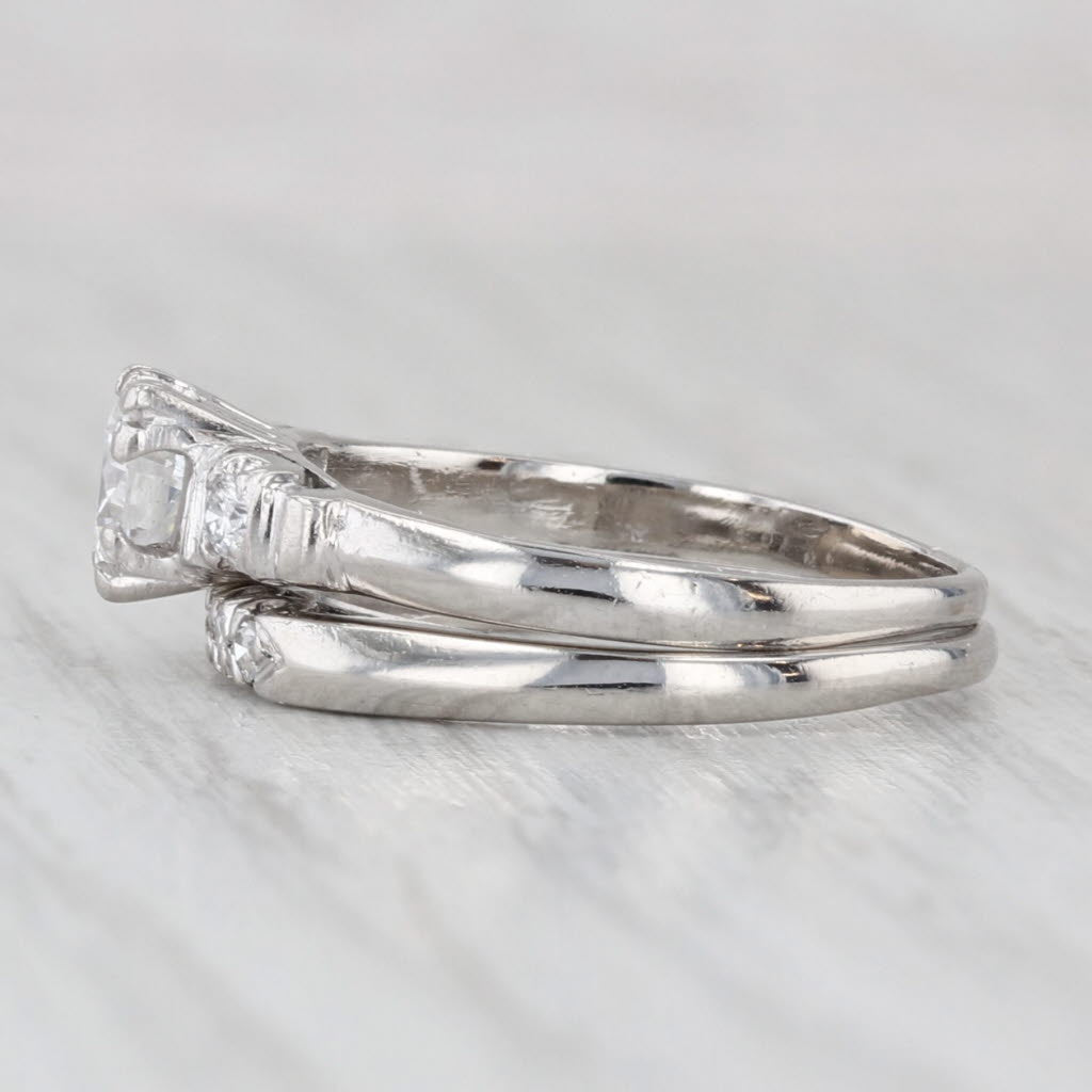 Light Gray 0.46ctw Damond Engagement Ring Wedding Band Bridal Set Platinum Size 5
