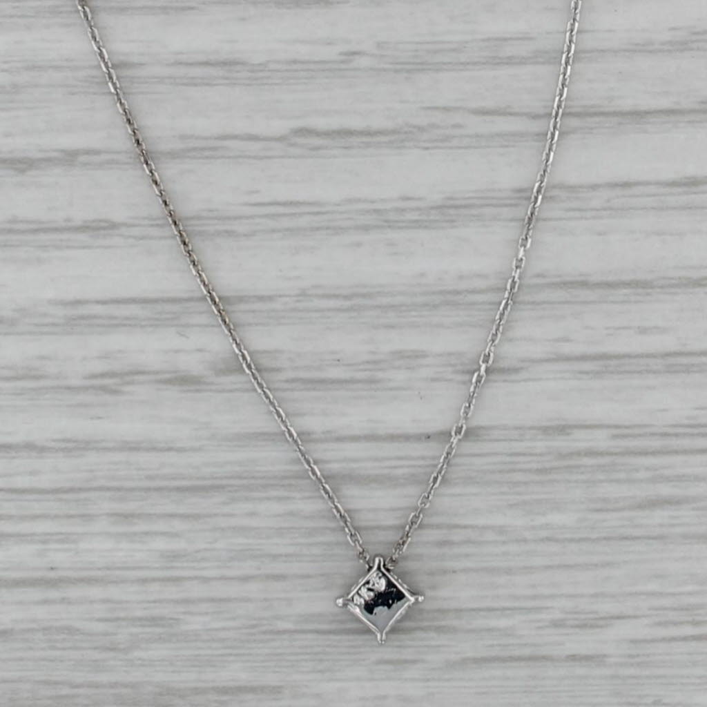 0.10ctw Diamond Pendant Necklace 14k White Gold 16" Cable Chain