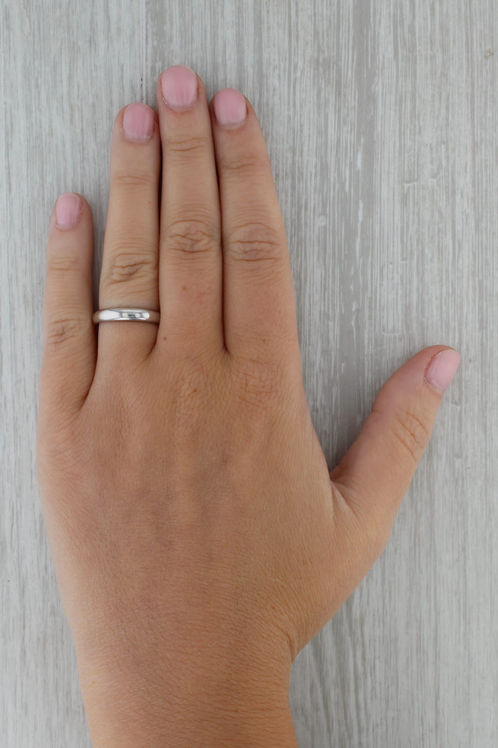 Rosy Brown Vintage Wedding Band 18k White Gold Ring Size 5.25 Fidelity British Hallmarks
