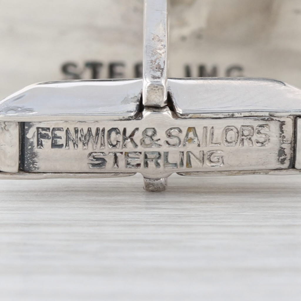 Masonic Cufflinks Sterling Silver Blue Lodge Square Compass Stencil Vintage Mens