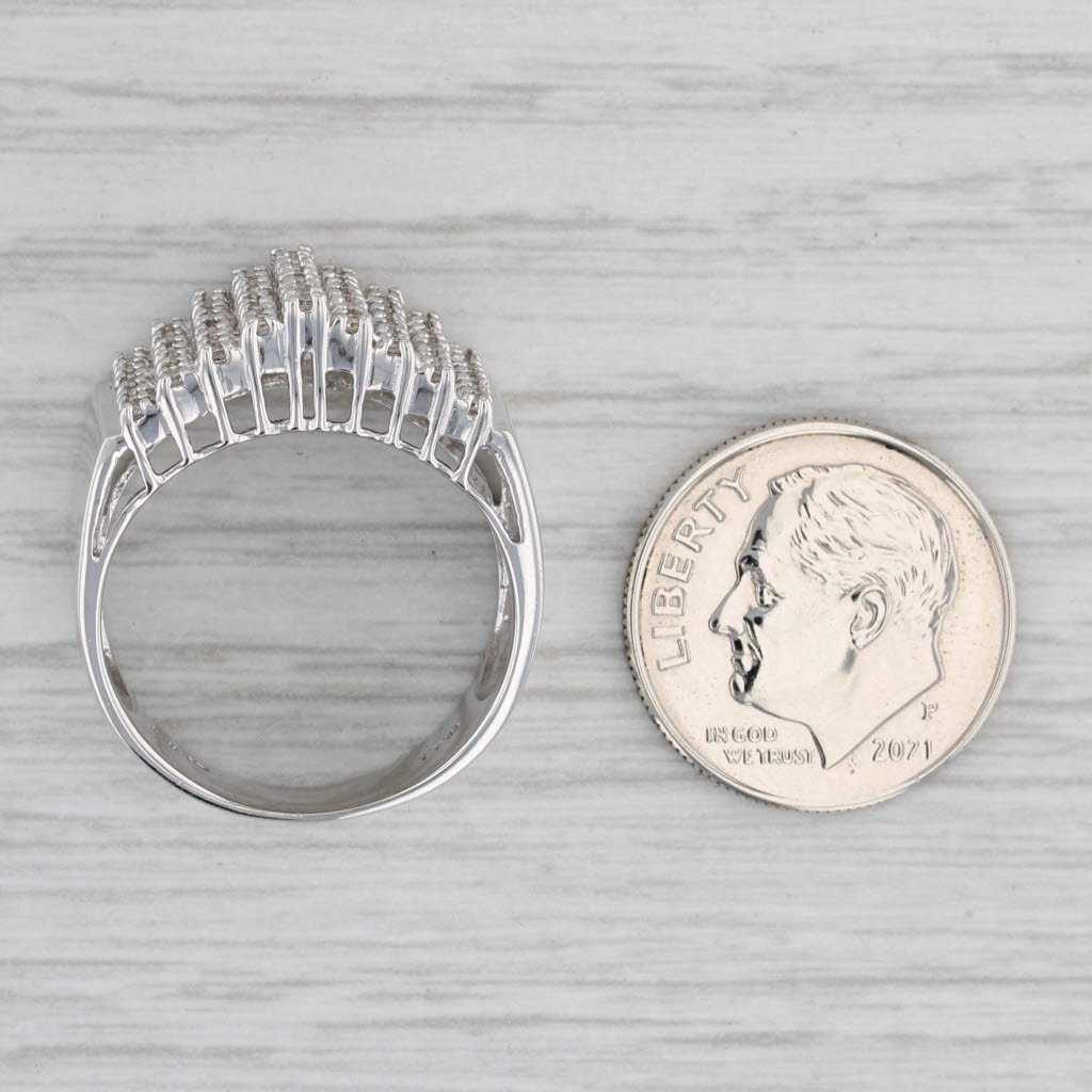Gray 1ctw Diamond Pyramid Tiered Ring 10k White Gold Cocktail Size 7.5