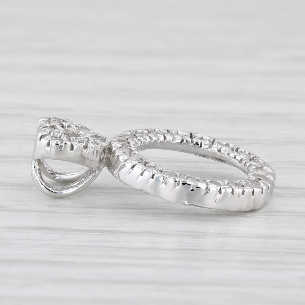 Light Gray 0.15ctw Diamond Heart Circle Pendant 10k White Gold Drop