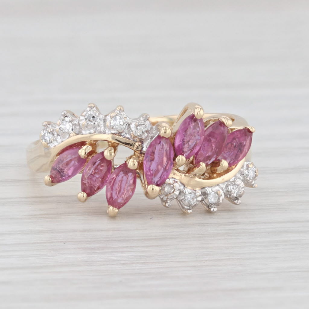 Light Gray 1.23ctw Ruby Diamond Cluster Ring 14k Yellow Gold Size 8