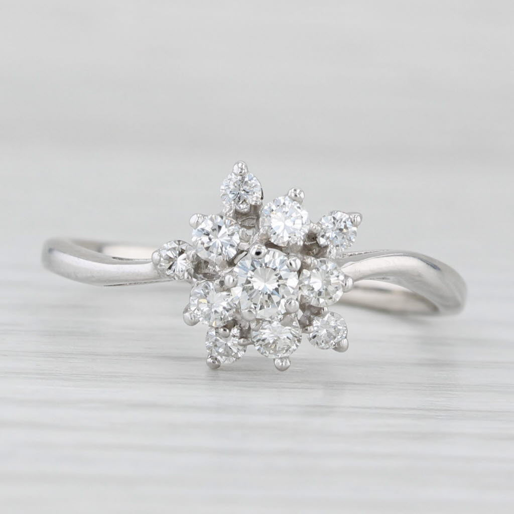 Light Gray 0.50ctw Round Diamond Cluster Ring 14k White Gold Size 8.5 Engagement