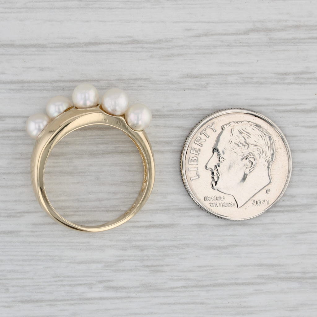 Gray Cultured Pearl Ring 14k Yellow Gold Size 5.75 Stackable