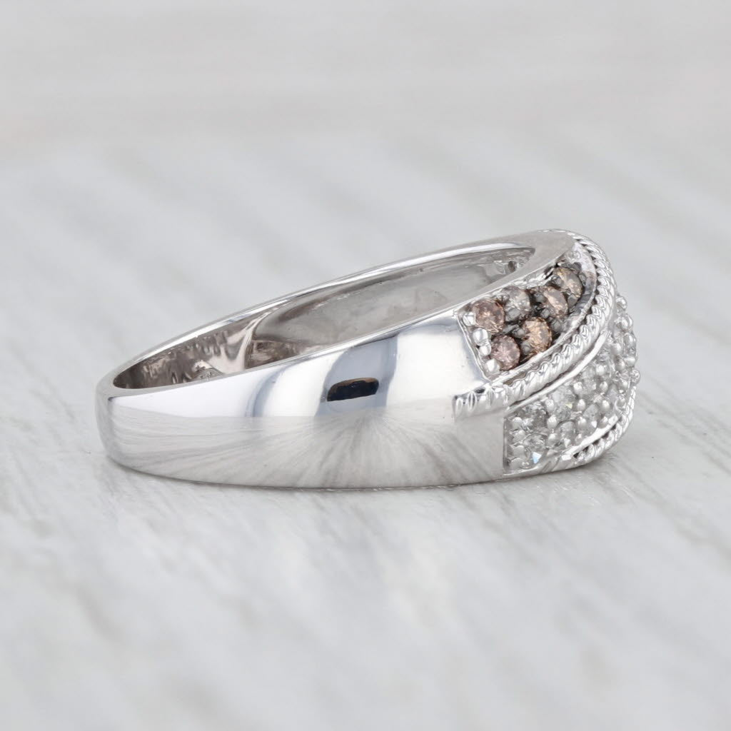 0.50ctw Diamond White Brown Ring 10k White Gold Size 7 Stackable Wedding Band