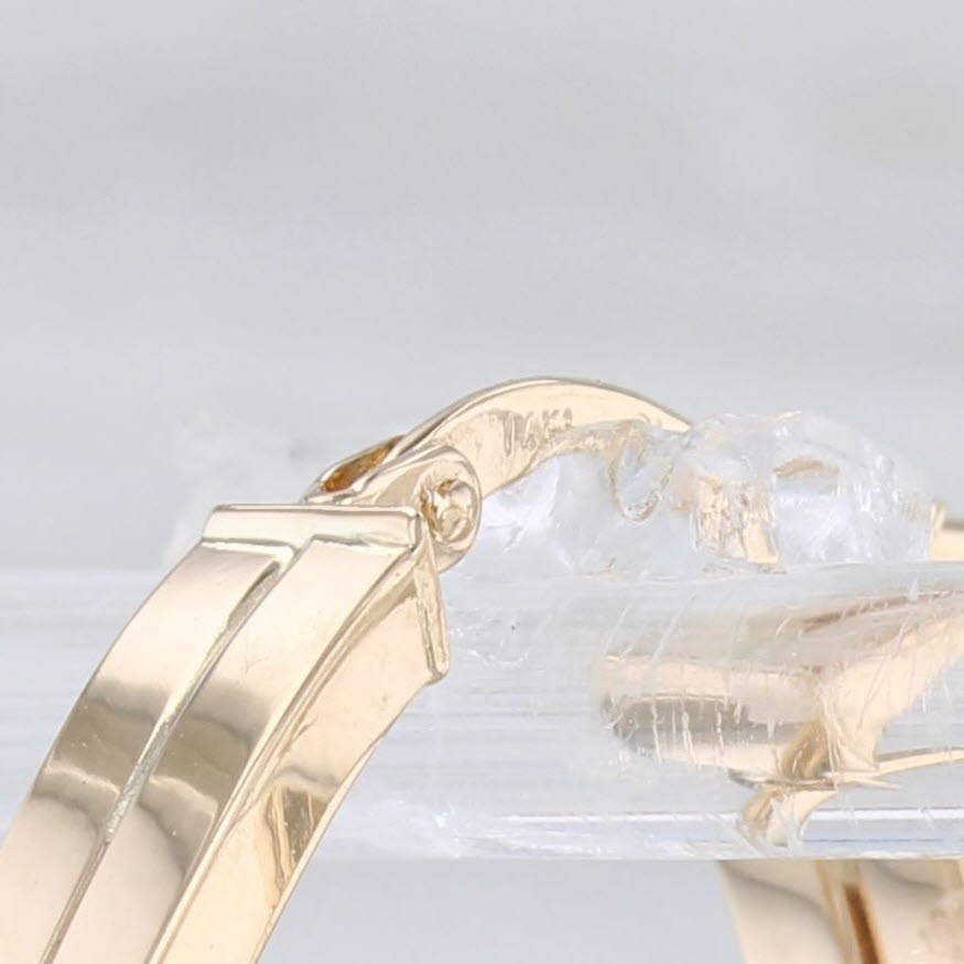 Light Gray Twist Oval Hoop Earrings 14k Yellow Gold Snap Top Posts