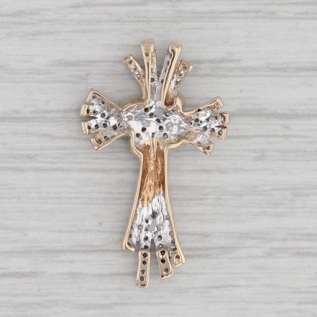 Gray 0.19ctw Diamond Cross Pendant 10k White Yellow Gold