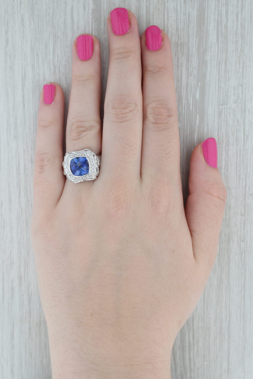 Gray 7.44ctw Lab Created Blue Sapphire Cubic Zirconia Ring 14k Gold Size 9 Cocktail