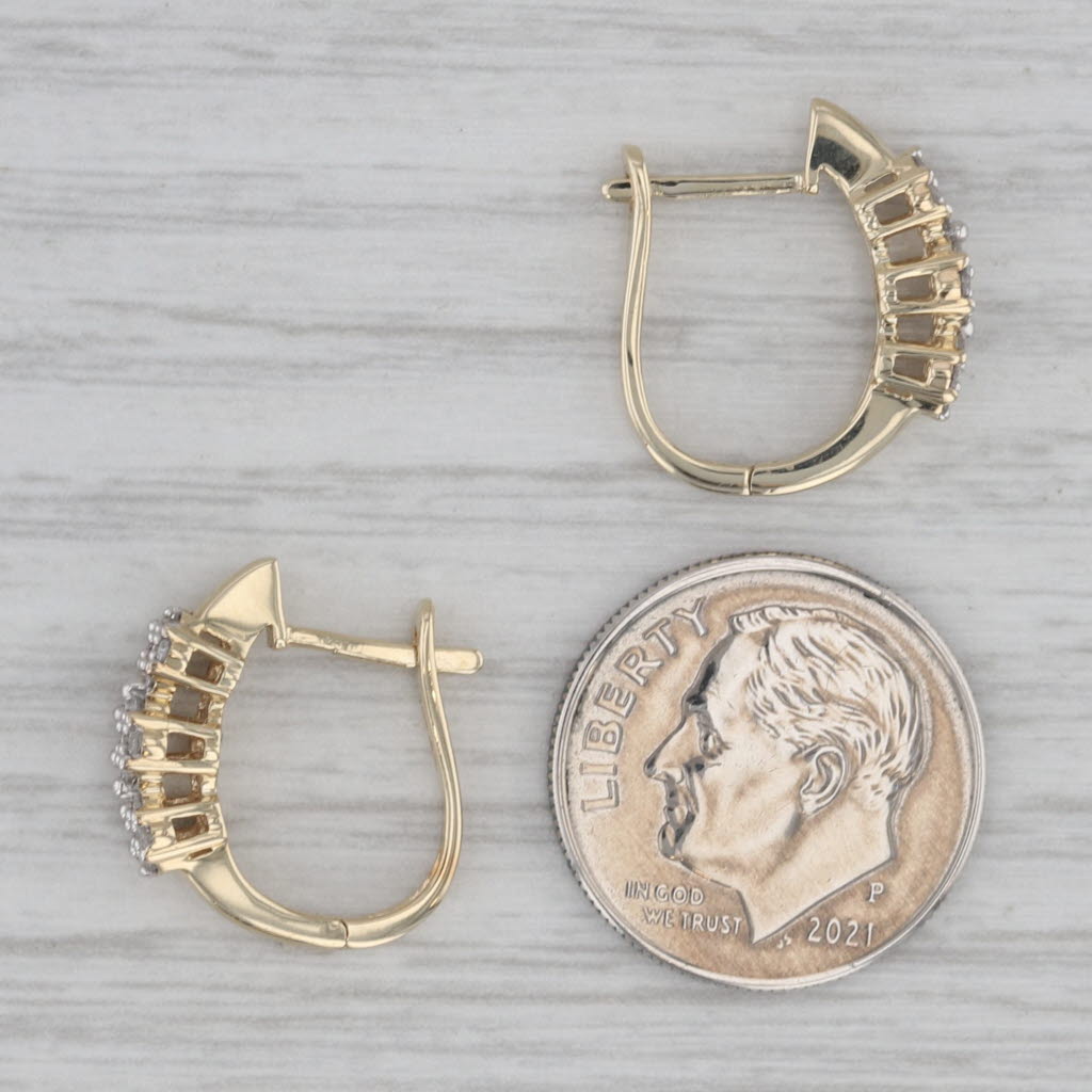 Gray 0.20ctw Diamond Journey J-Hook Earrings 10k Yellow Gold