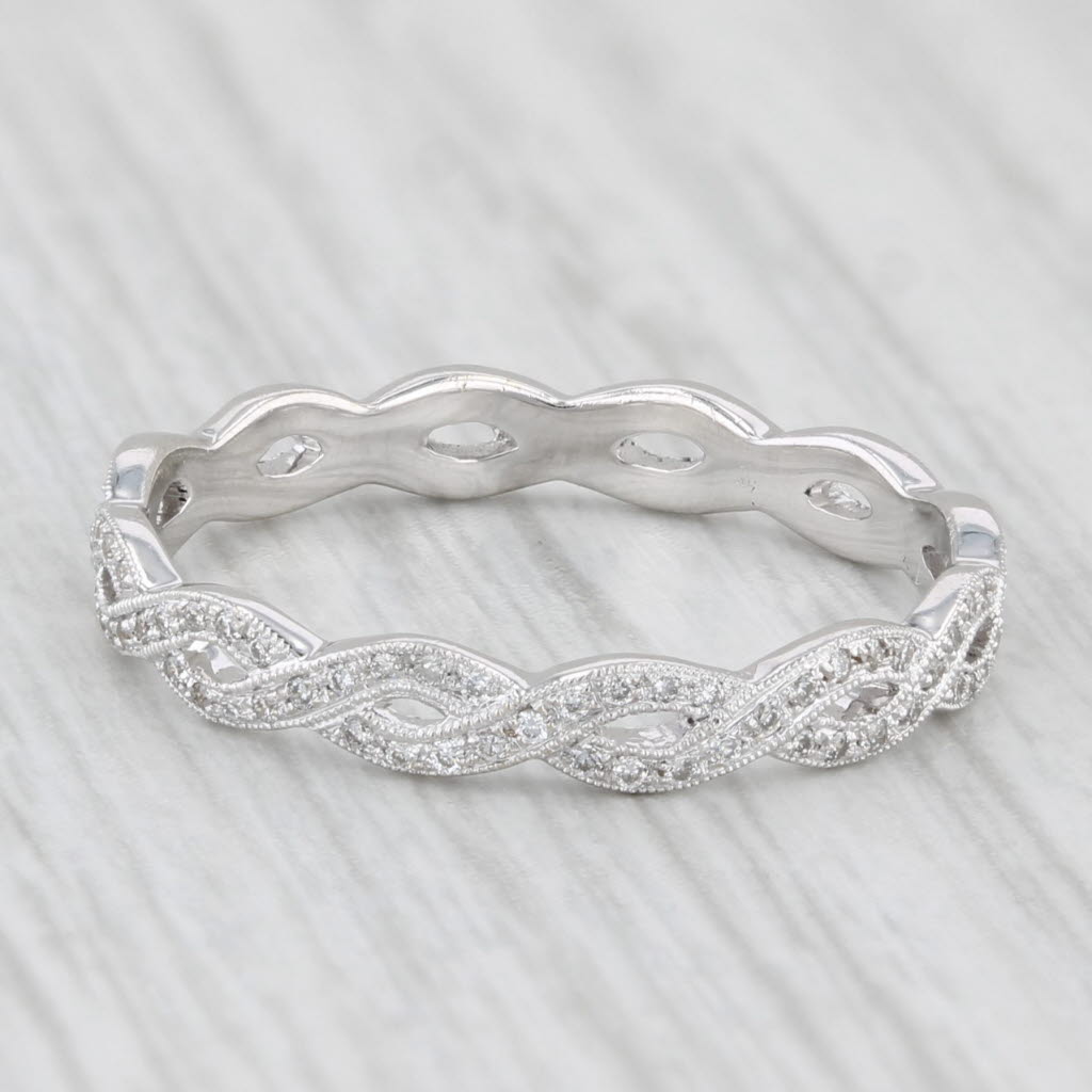 Light Gray New 0.22ctw Diamond Eternity Wedding Band 18k White Gold Size 6.5 Stackable Ring