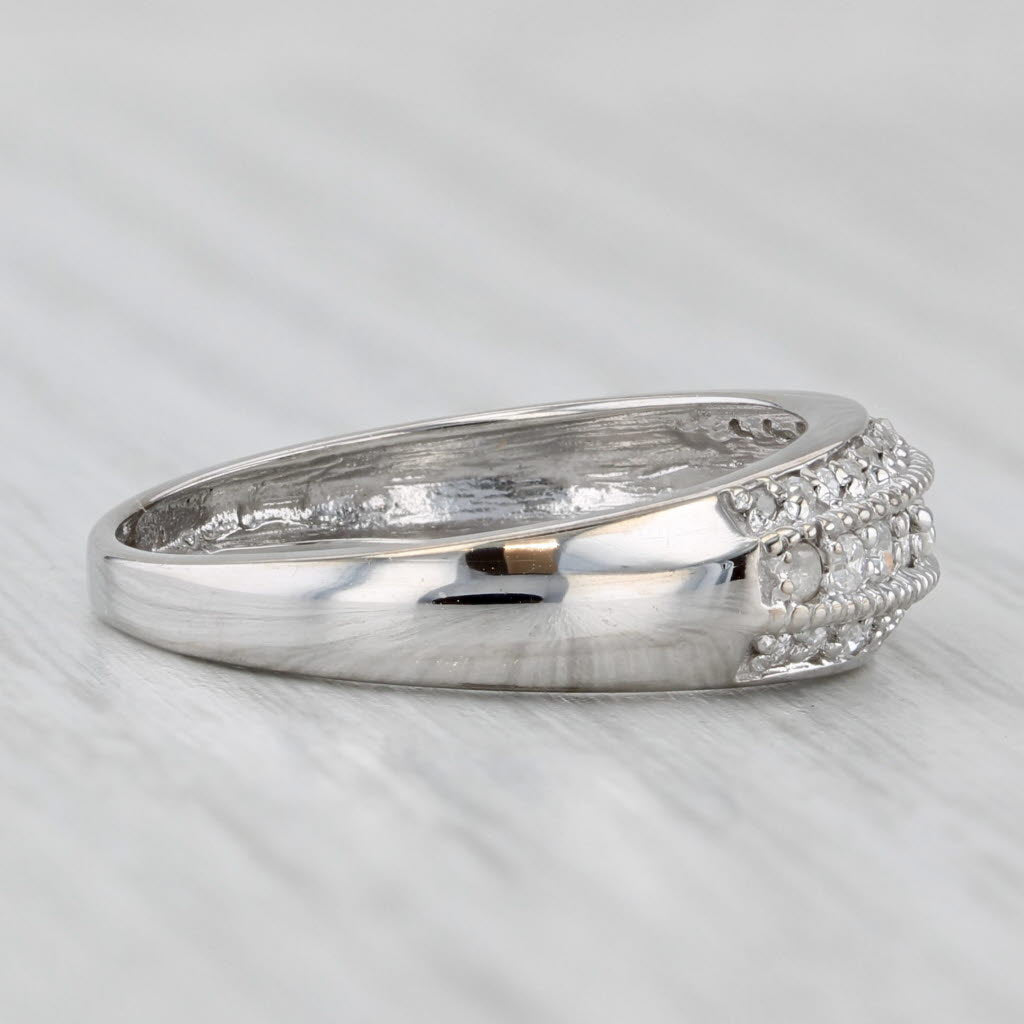 Light Gray 0.17ctw Diamond Wedding Band 10k White Gold Size 7 Anniversary Ring