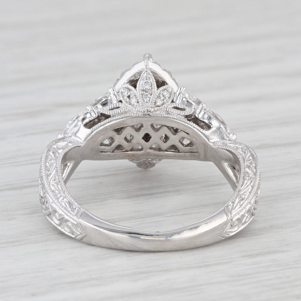 Light Gray Neil Lane 1.34ctw Marquise Halo Engagement Ring 14k White Gold Size 4.25