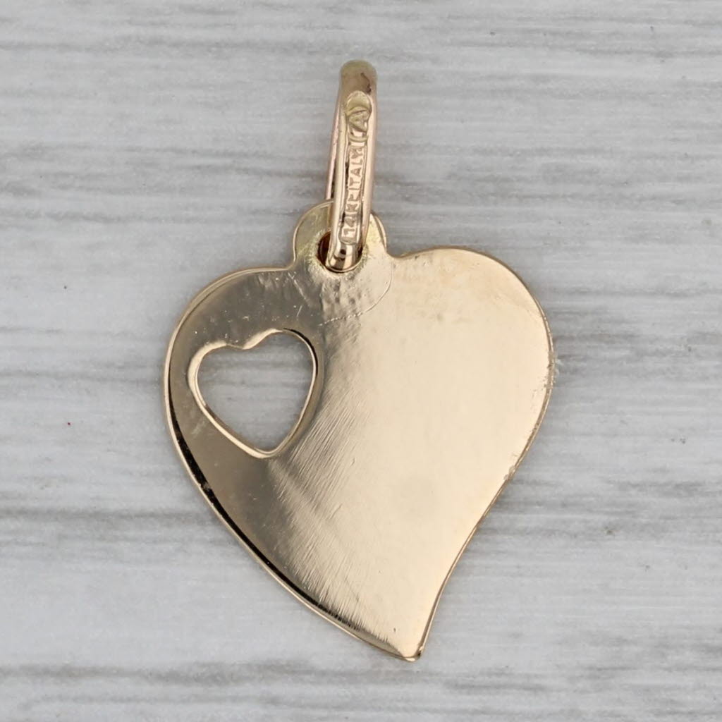 Gray Heart in Heart Pendant 14k Yellow Gold Charm Engravable