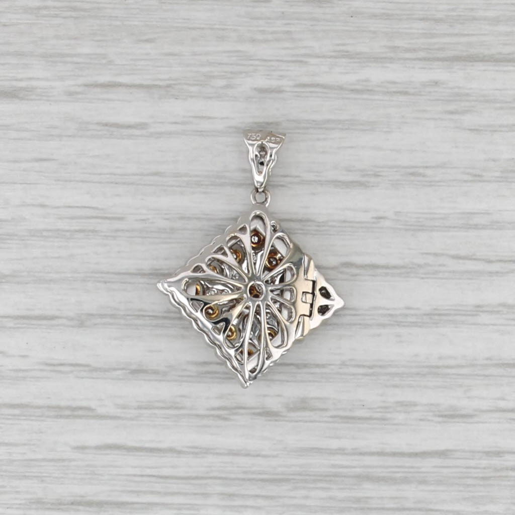 0.37ctw Diamond Ornate Pendant 18k White Yellow Gold Openwork Diffurser