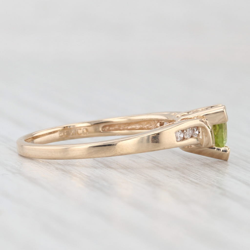 Light Gray 0.56ctw Peridot Diamond Ring 14k Yellow Gold Size 6.25