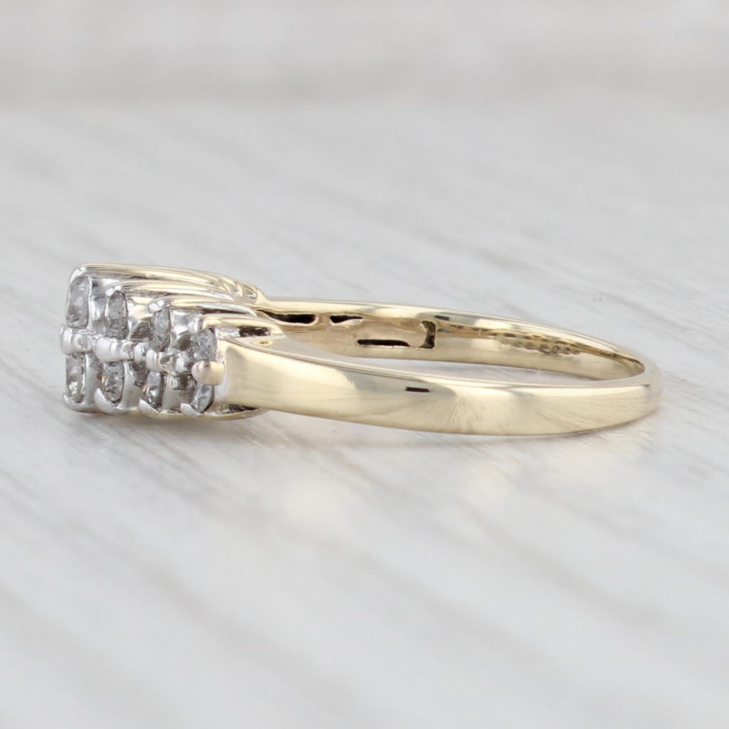 Light Gray 0.44ctw Diamond Tiered Pyramid Ring 14k Yellow Gold Size 6 Stackable